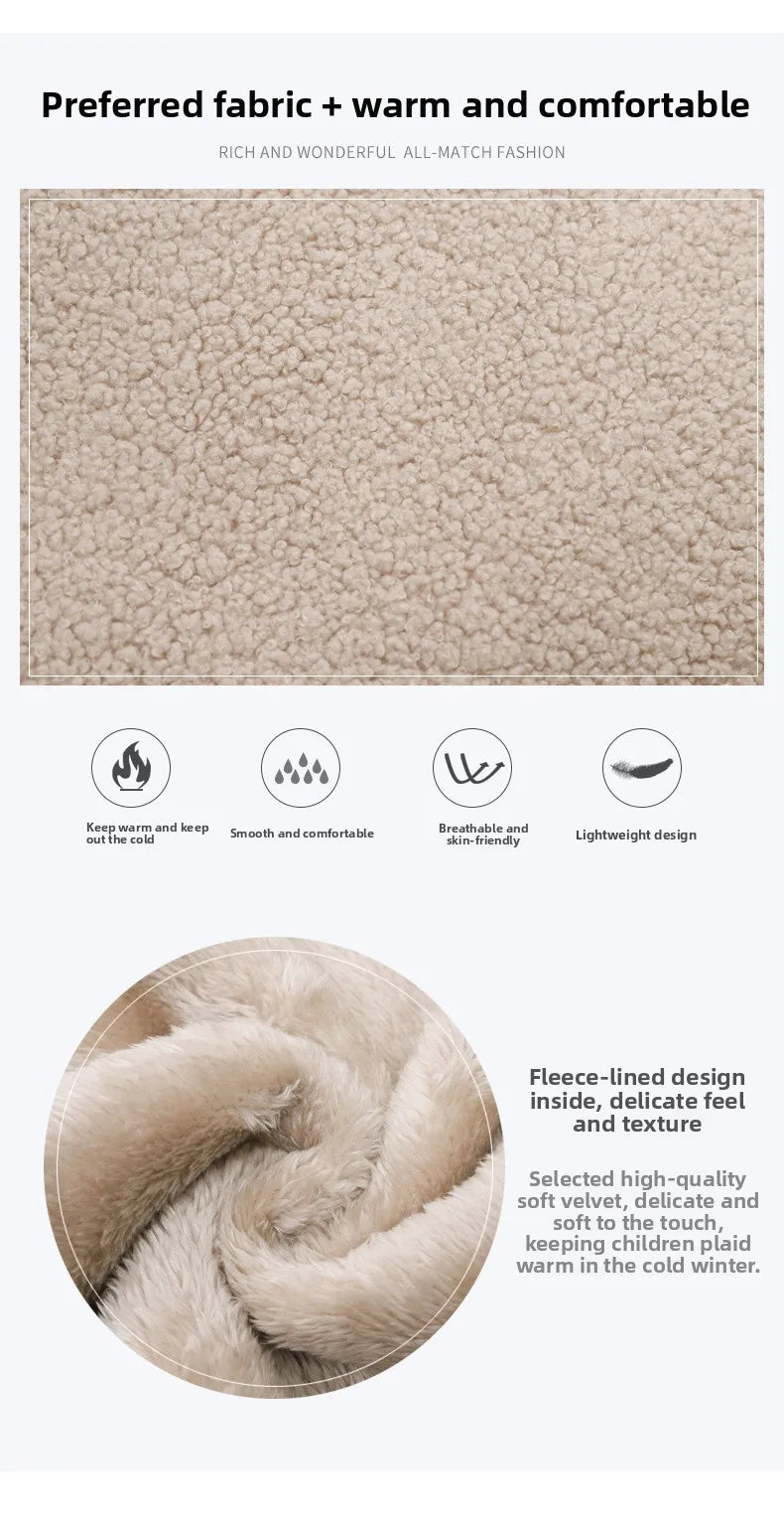 Gilet Enfant Laine d'Agneau Automne Hiver - Sans Manches Chaud Double Couche Garçon Fille