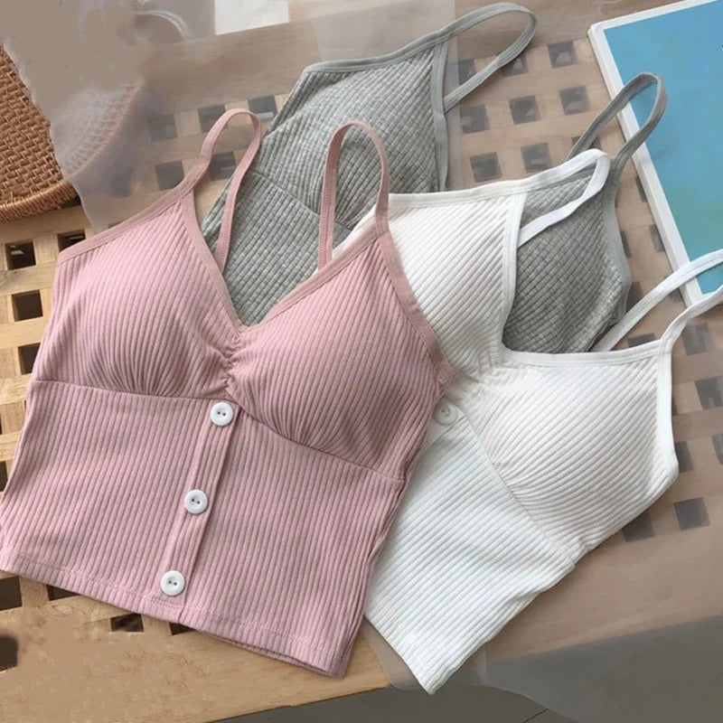 Débardeur Tricot Femme Crop Top Bretelles