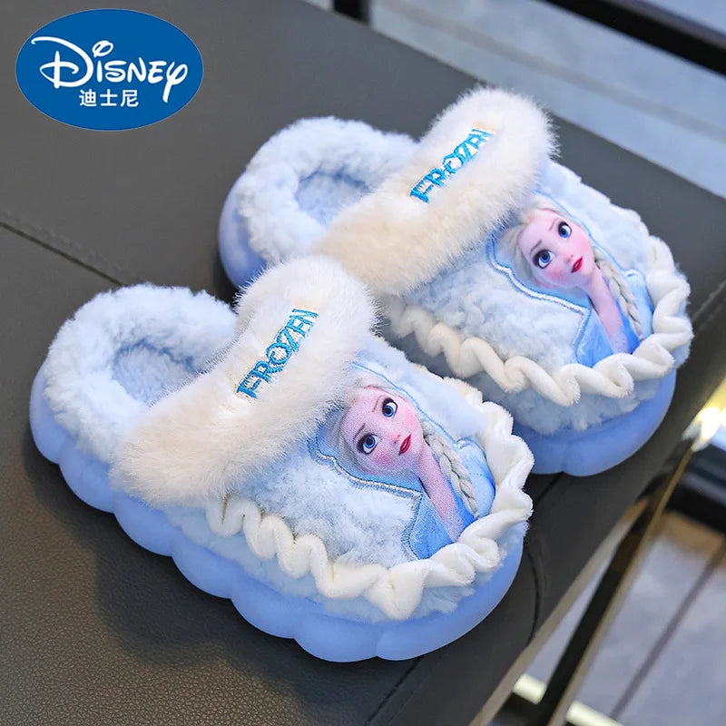 Pantoufles Disney Frozen Elsa Fille - Chaussons d'Hiver Maison | Chaussures Intérieur Antidérapantes Chaudes