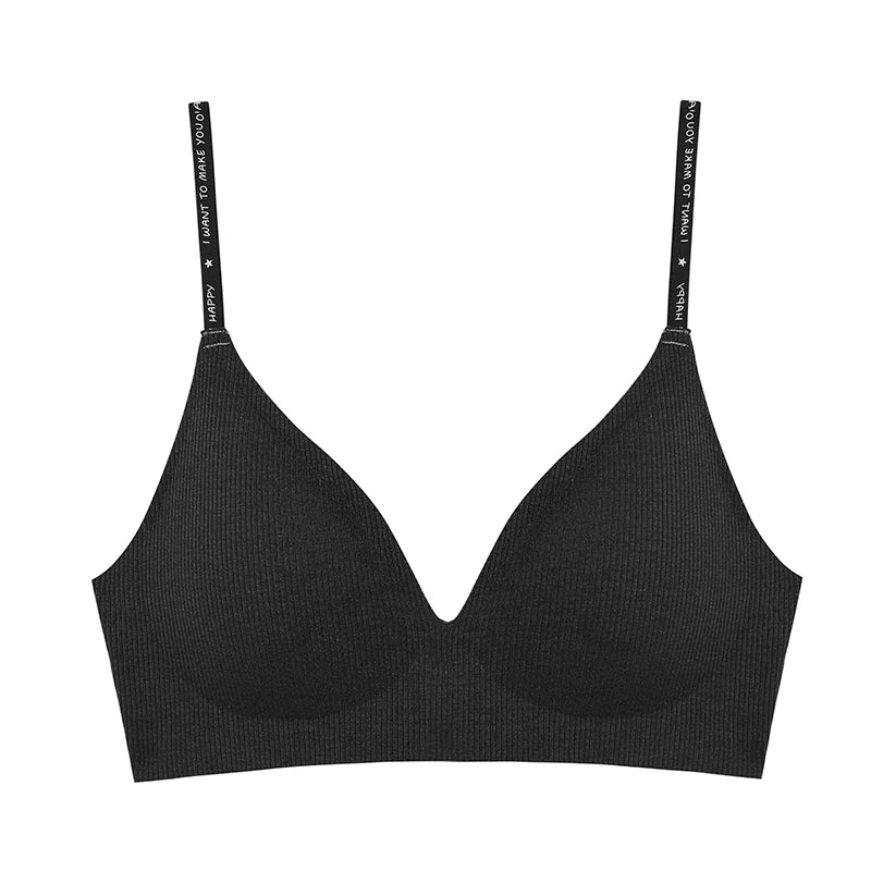Brassière Femme FINETOO Sans Armature Col V - Rayée Tricot Rembourrée