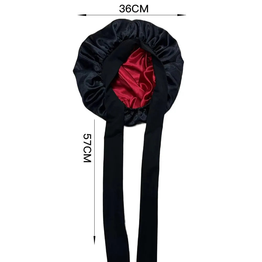 Bonnet Satin Double Couche Femme - Bandeau Large Élastique Soyeux Nuit Protection Cheveux Douche Wrap Bordures
