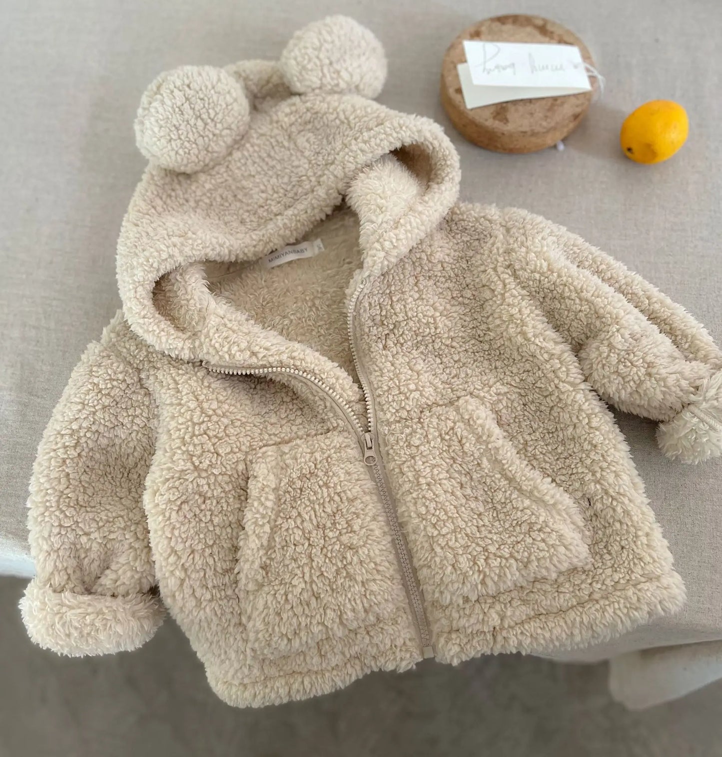 Veste Bébé Garçon Fille à Capuche Oreilles Ourson - Manteau Chaud Automne Hiver