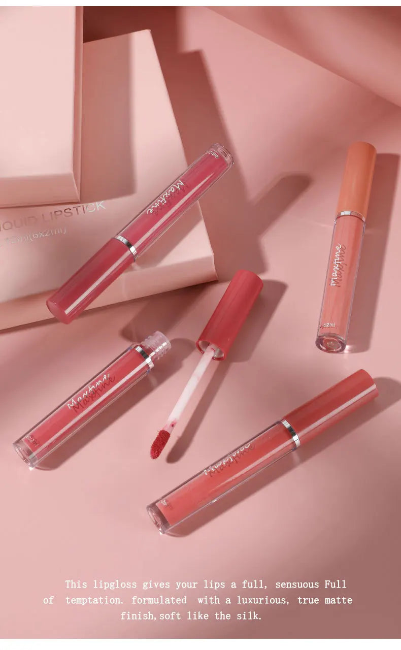 Set 6 Gloss Lèvres Mat Hydratant Longue Tenue - Waterproof Anti-Transpiration Anti-Transfert Rouge Liquide 1pcs