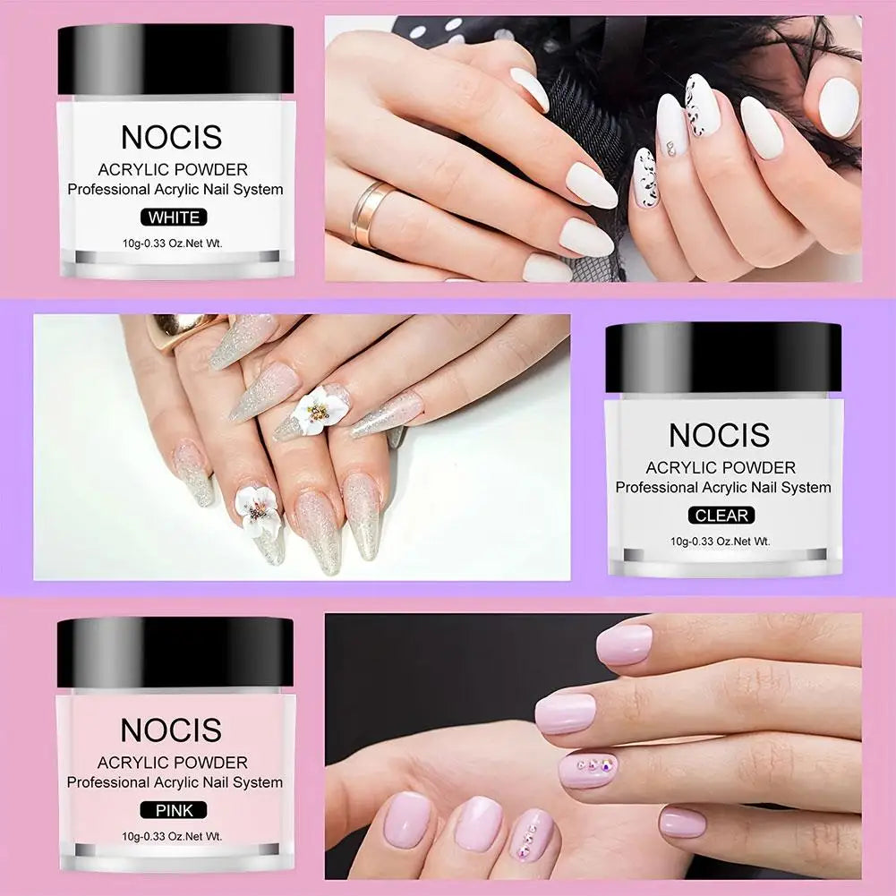 Set Poudre Acrylique EMA Professionnel - Kit Extension Manucure Fournitures Poudre Acrylique Qualité Salon Soin Beauté Ongles