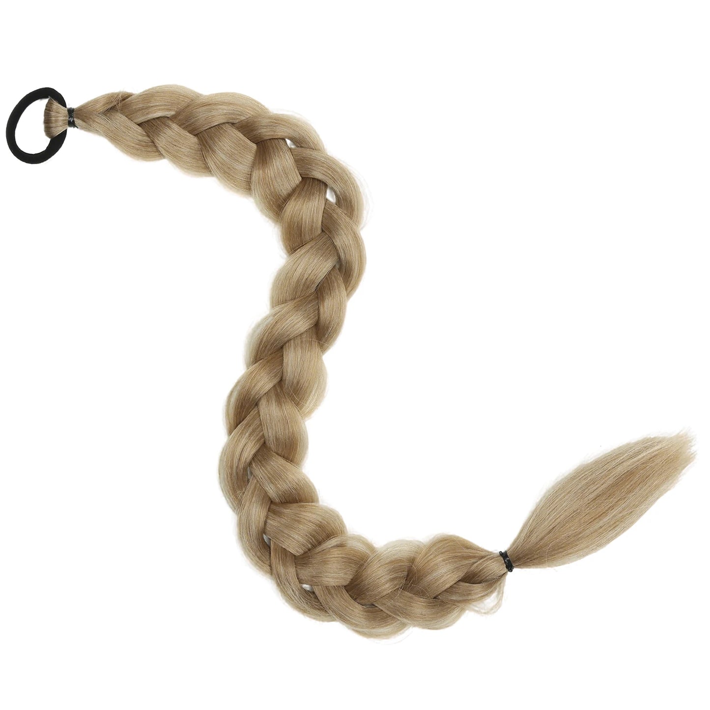 Extension Queue de Cheval Tressée Synthétique 24 Pouces - Tresses Longues Tissées Main avec Élastique Blonde Brune Noire