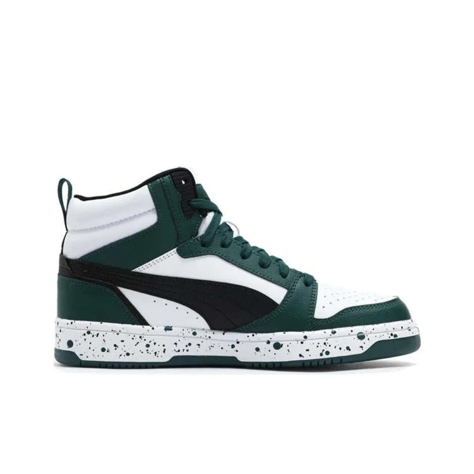 Baskets Puma Rebound V6 Mixte 400849-01 - Mid-Top Skate Résistantes Blanc Vert