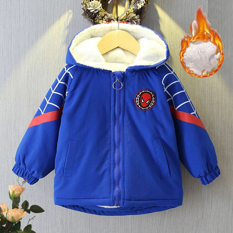 Parka Spiderman Garçon Ado - Manteau Hiver Réversible Chaud Long