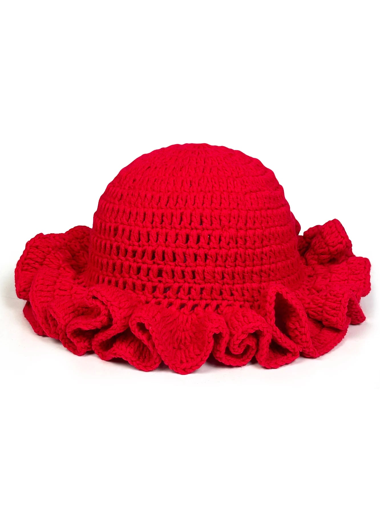 Chapeau Bob Tricoté Moelleux Femme - Bonnet Crochet Ajouré avec Volants Style Pêcheur pour Automne Hiver