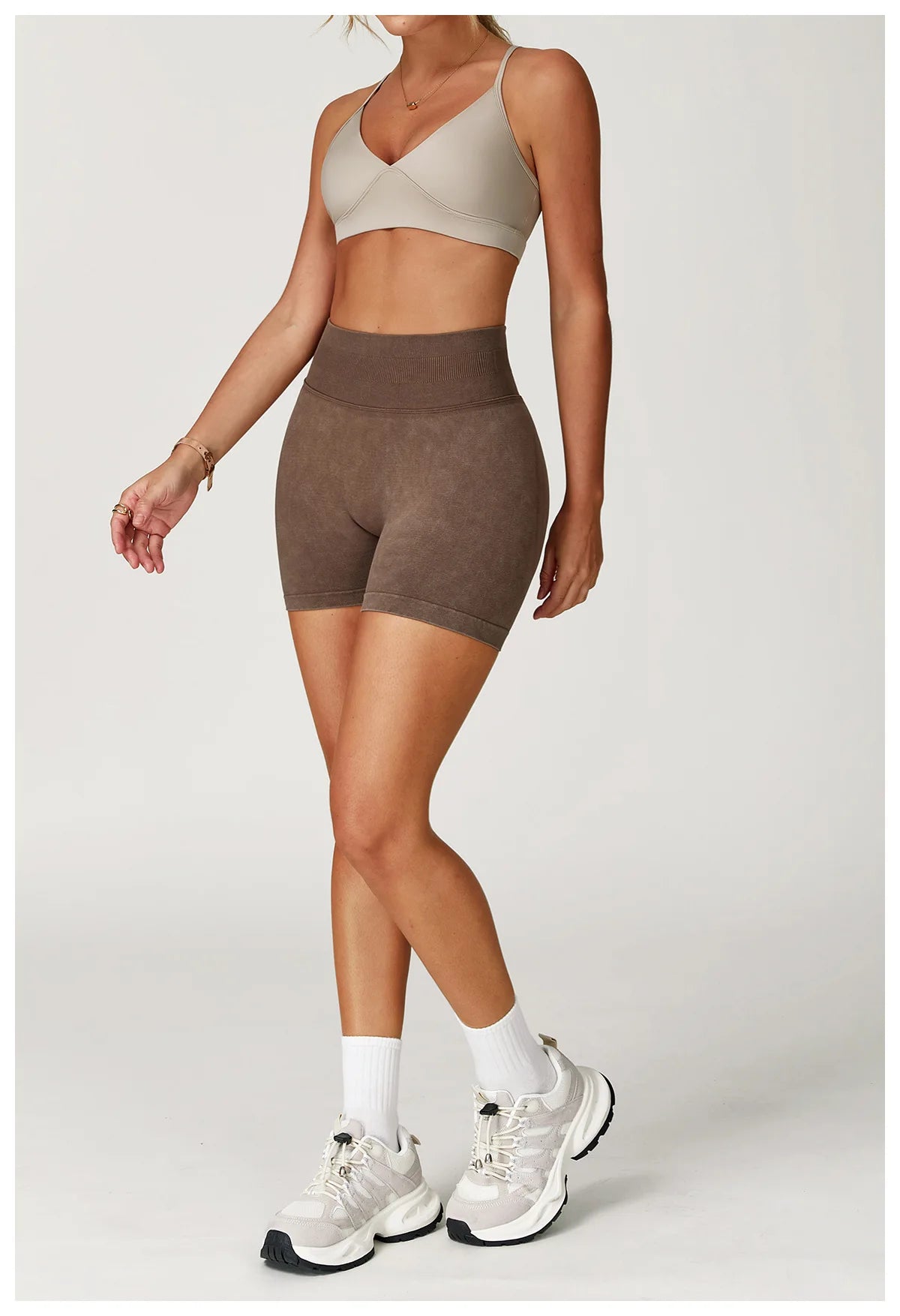 Short de Yoga Taille Haute Femme – Nylon Elasthanne, Sans Coutures, Gainant