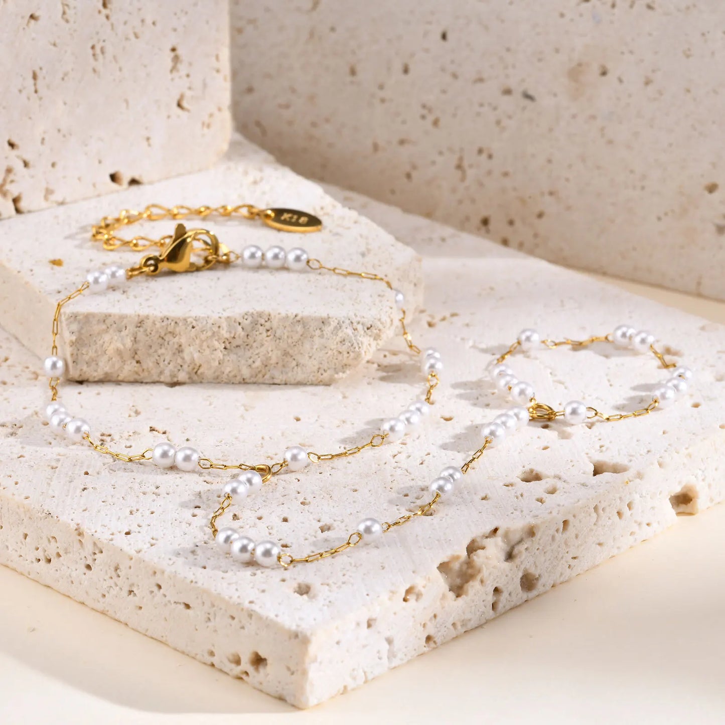 Bracelet Bague Chaîne Acier Inoxydable Femme - Bijou Main Perles Vnox Tendance Cadeau