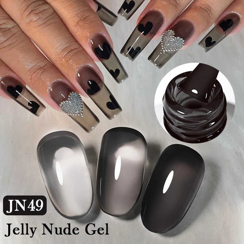 Vernis Gel BORN PRETTY Noir Jelly Nude 10ml - 74 Couleurs Translucide Semi-Permanent UV LED Nail Art DIY Maison