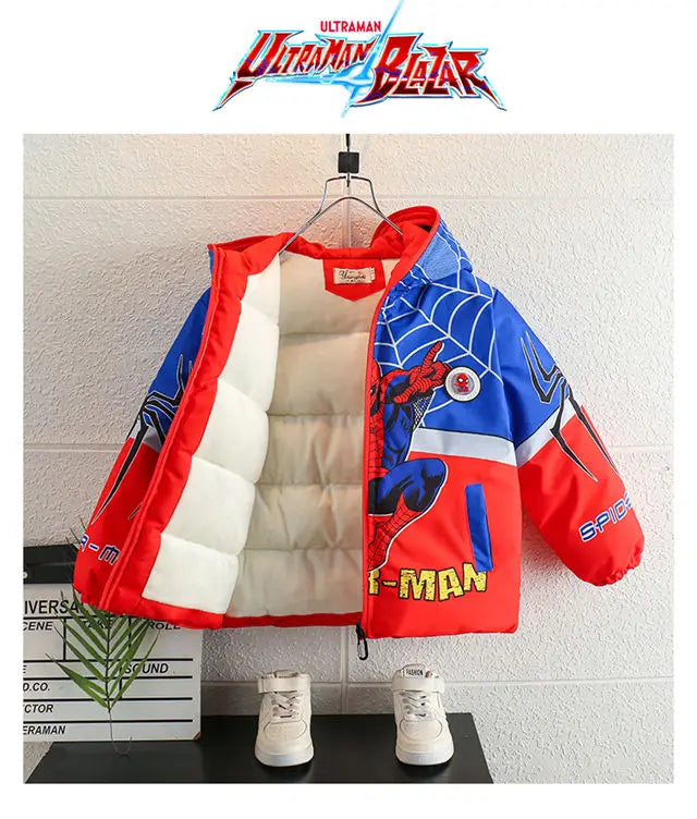 Veste Spiderman Garçon Doublée Polaire - Manteau Chaud Capuche Hiver