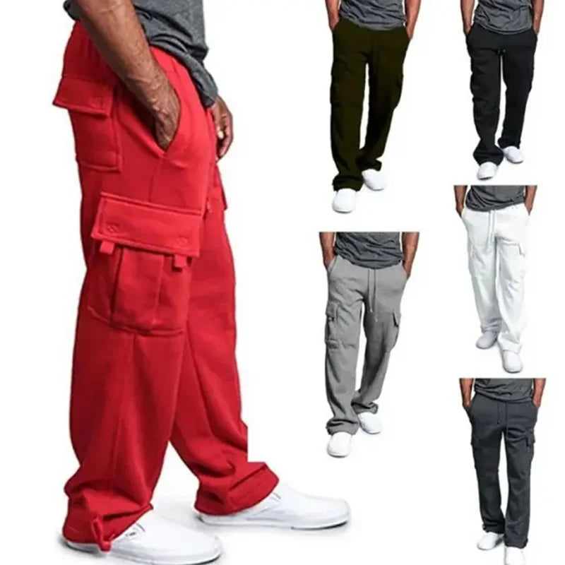 Jogger Homme Streetwear Multi-Poches - Coupe Droite Oversized Noir