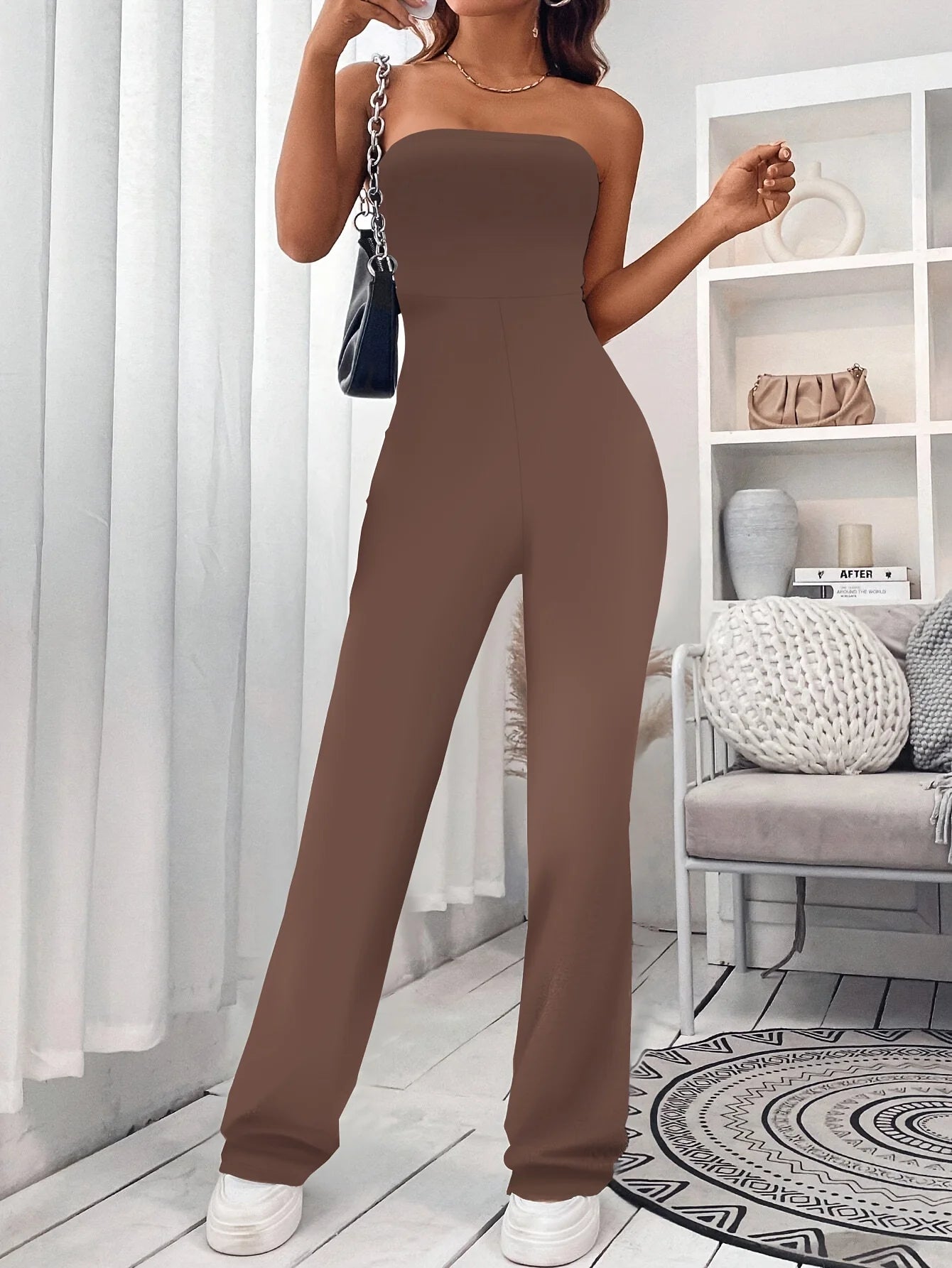 Combinaison Femme Corset Couleur Unie - Slim Lift Butt Design Fashion Pantalon Évasé Une Pièce