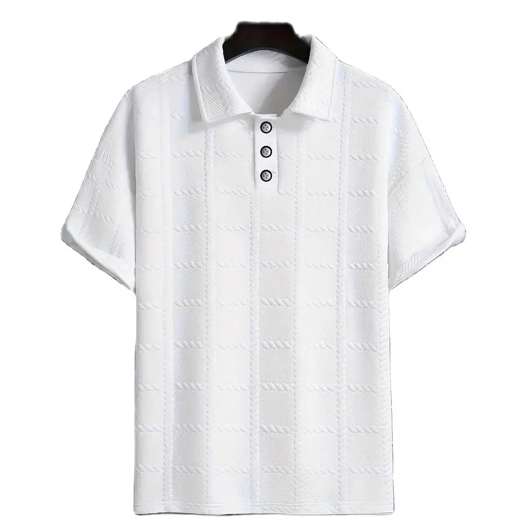 T-Shirt Homme Manches Courtes Été - Chemise Polo Jacquard Carreaux | Mode Décontractée Tendance