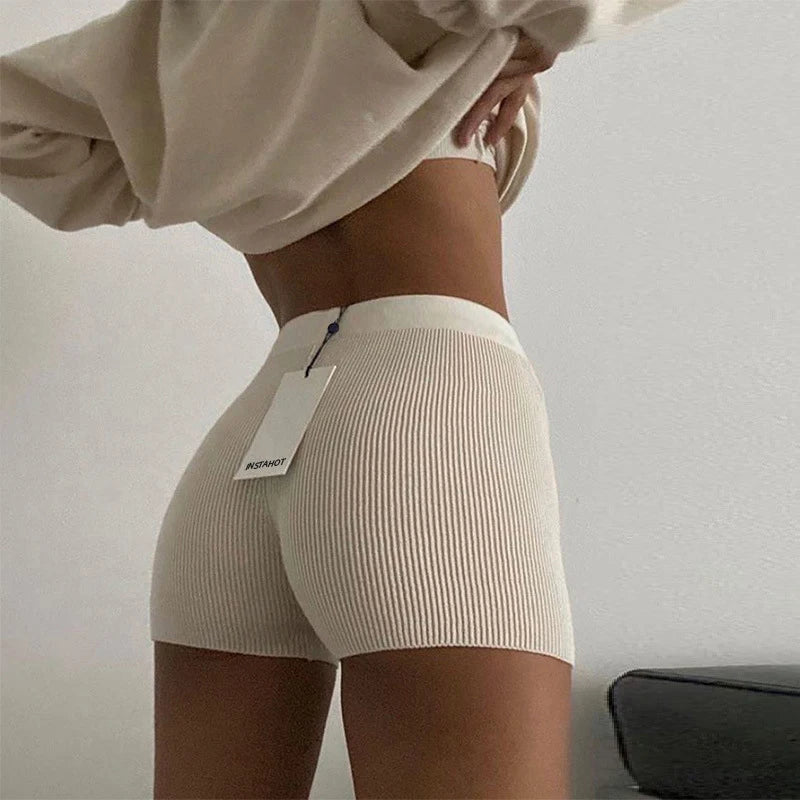 Short Tricot Coton Taille Haute Femme - Yoga Casual