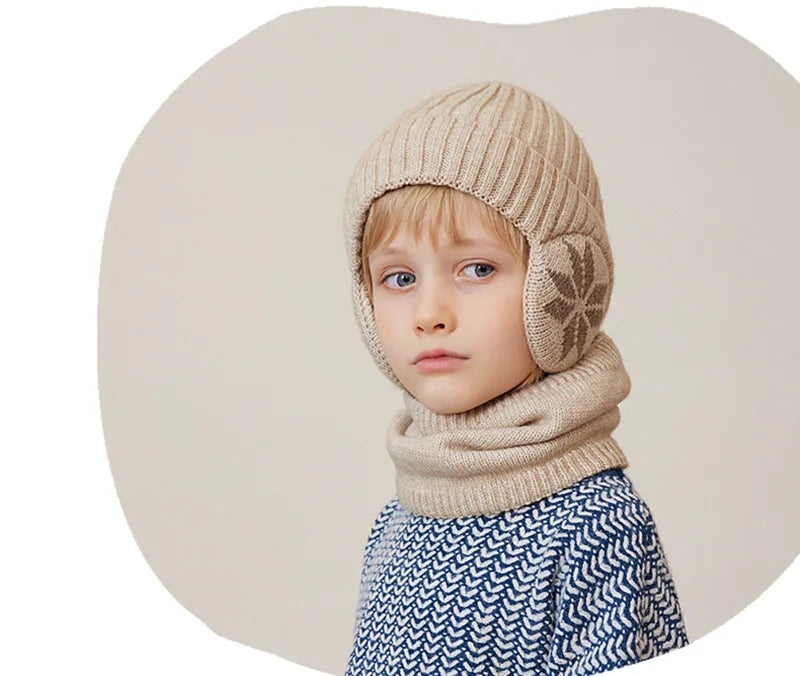 Ensemble 2 Bonnets Tricotés Enfant Doublure Polaire - Chapeau Écharpe Hiver 4-10 Ans