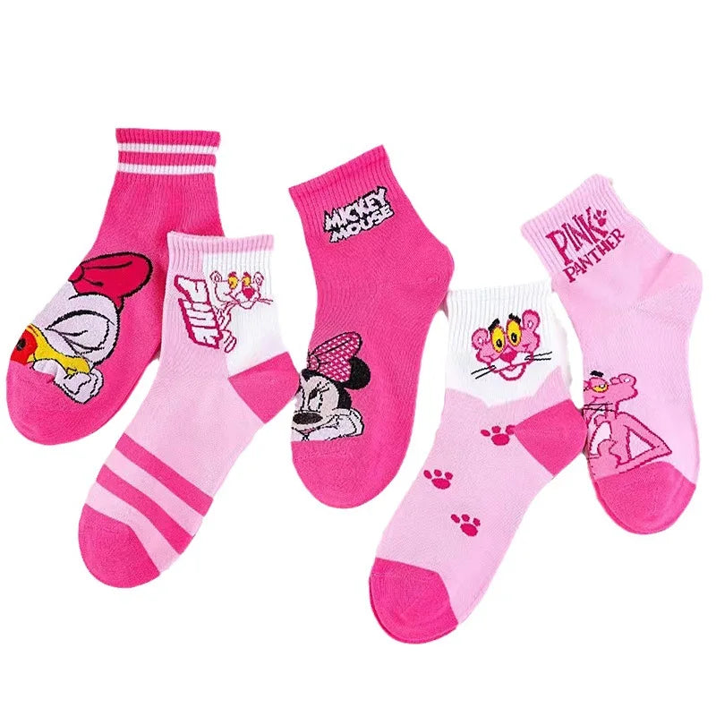 Lot 5 Paires Chaussettes Disney Mickey Minnie - Socquettes Coton Antidérapantes Enfant 2-12 Ans