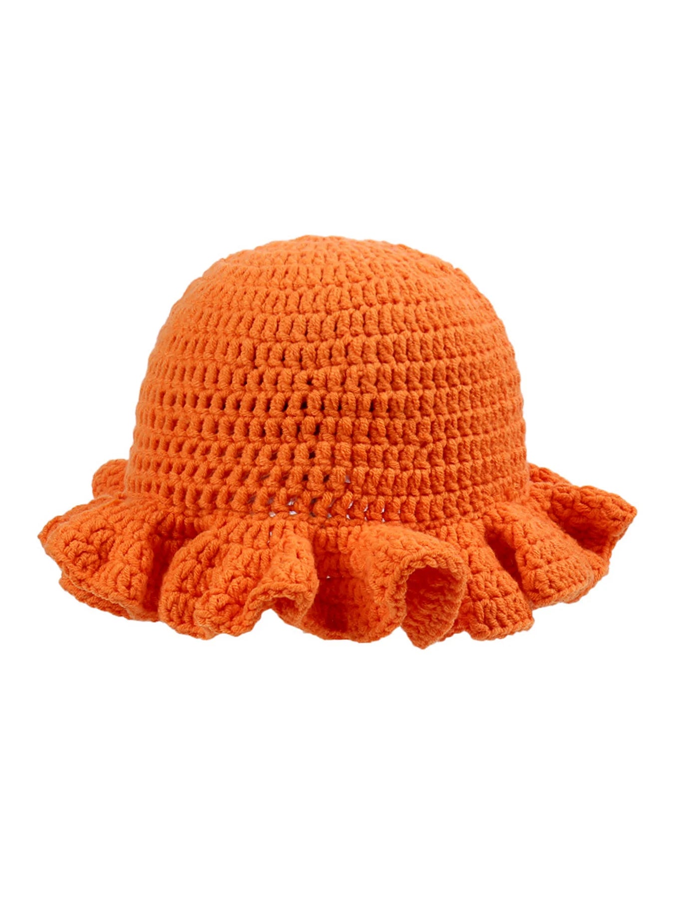 Chapeau Bob Tricoté Moelleux Femme - Bonnet Crochet Ajouré avec Volants Style Pêcheur pour Automne Hiver