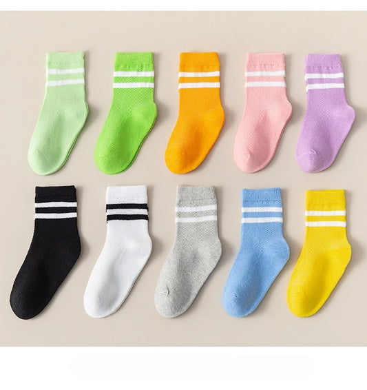 Lot Chaussettes Blanches Enfant - Socquettes Coton Mesh Respirantes Mi-Mollet Été Sport