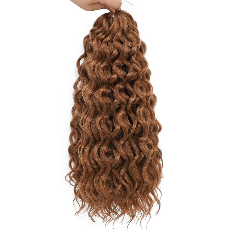 Extension Tresses Hawaii Curly Ocean Wave - Mèches Crochet Synthétiques Afro Bouclées Ombré Rose Water Wave