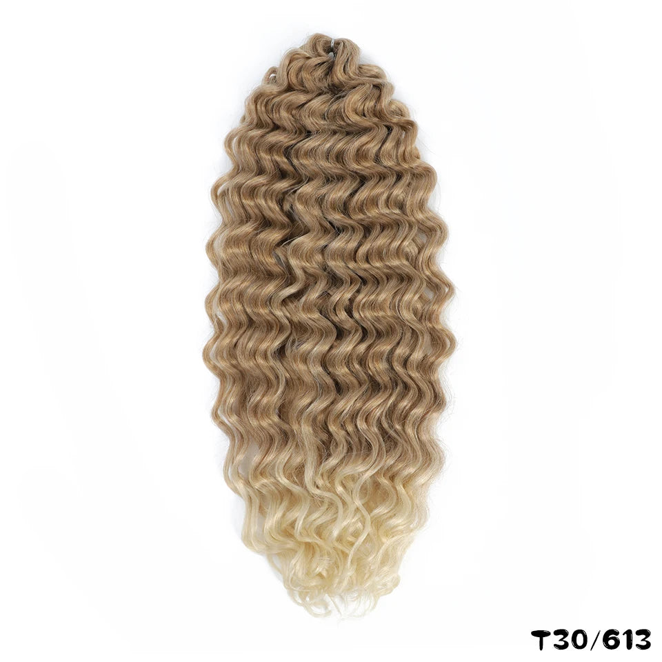 Extension Tresses Hawaii Curly Ocean Wave - Mèches Crochet Synthétiques Afro Bouclées Ombré Rose Water Wave