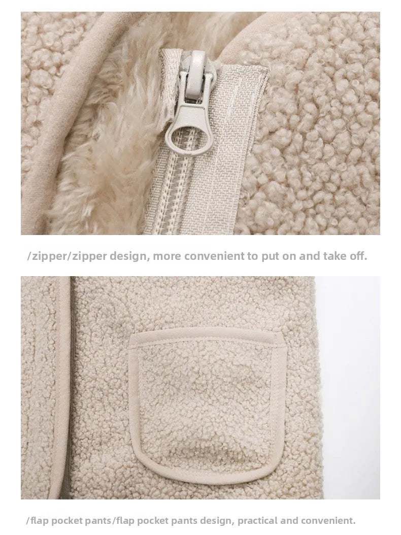 Gilet Enfant Laine d'Agneau Automne Hiver - Sans Manches Chaud Double Couche Garçon Fille