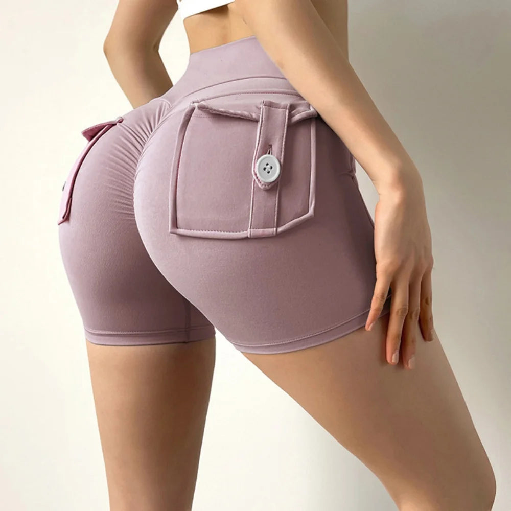 Short Yoga Taille Haute Femme avec Poche