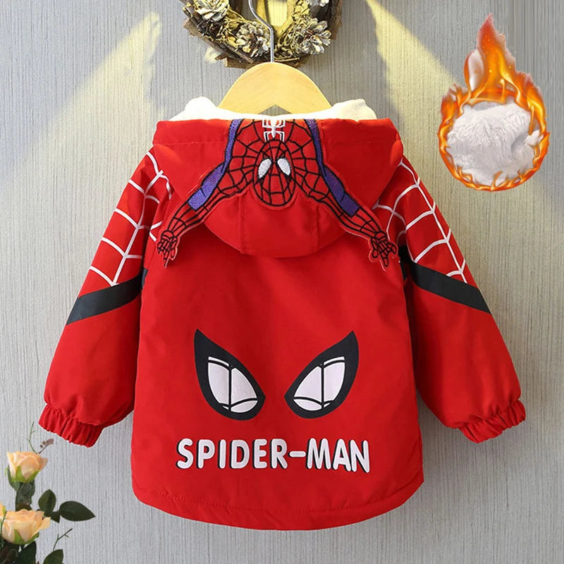 Parka Spiderman Garçon Ado - Manteau Hiver Réversible Chaud Long