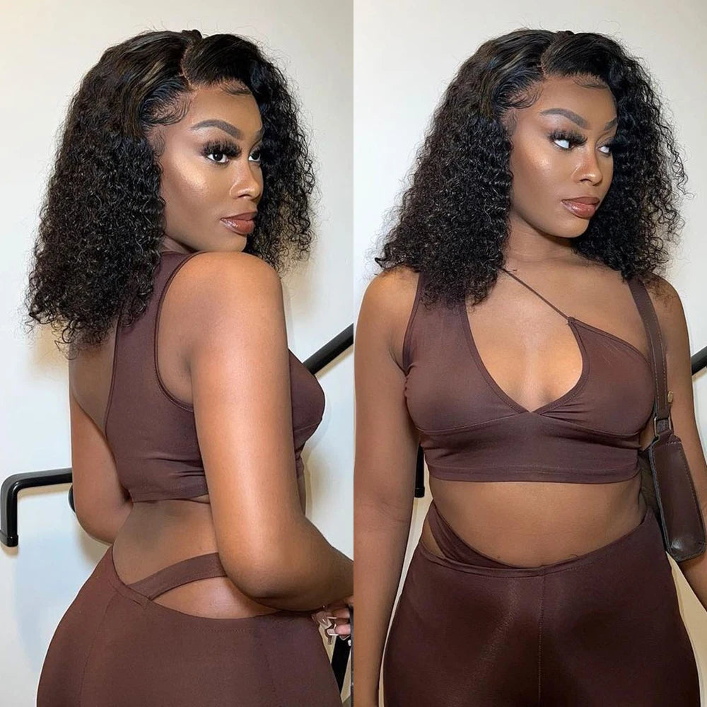 Perruque Bob Water Wave Glueless 13x6 7x5 Pré-Découpée - Cheveux Naturels Lace Frontal Sans Colle Pré-Plumée