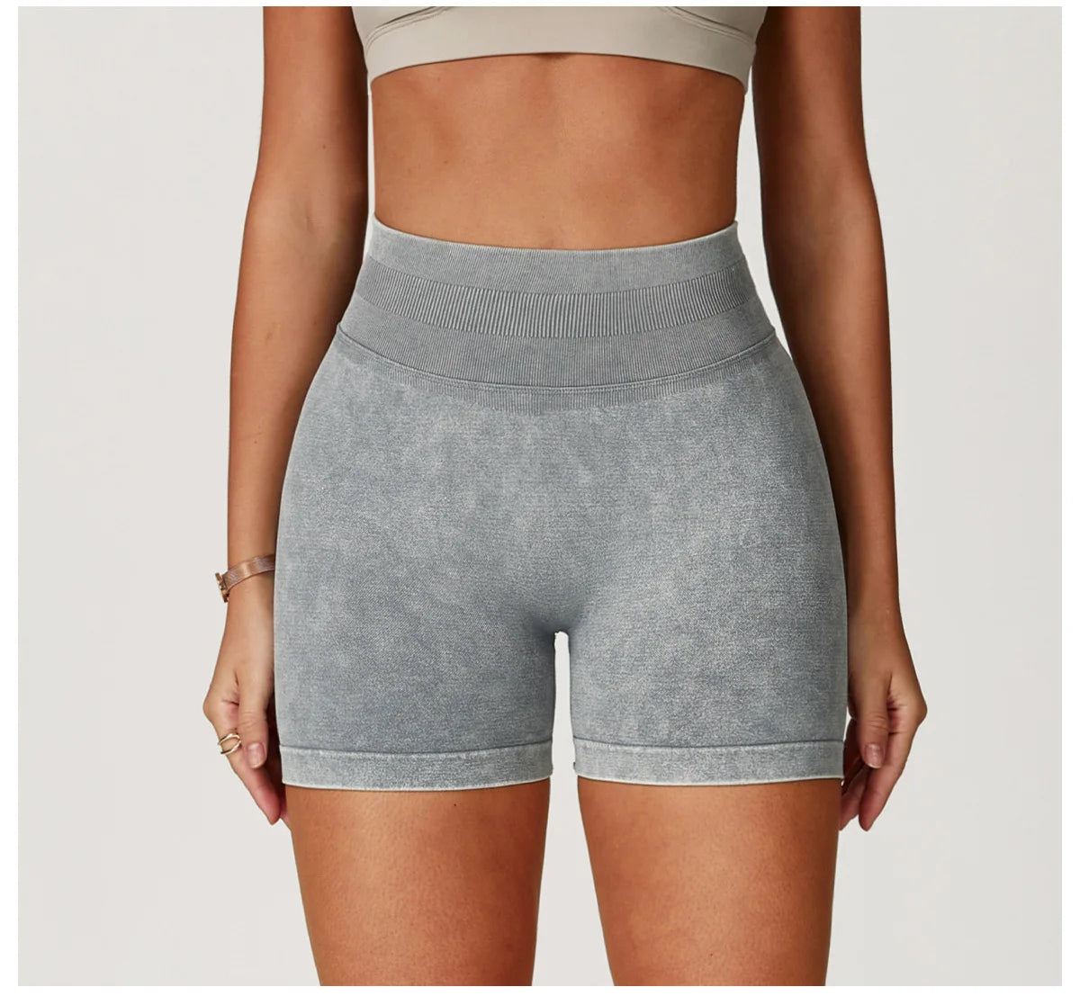 Short de Yoga Taille Haute Femme – Nylon Elasthanne, Sans Coutures, Gainant