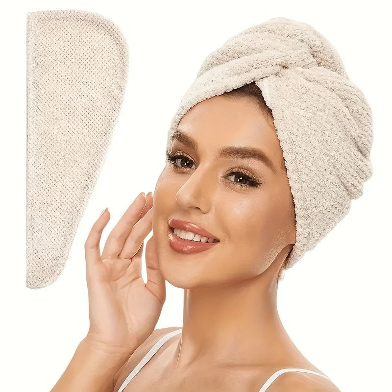 Serviette Cheveux Microfibre Turban Séchage Rapide - Ultra Absorbante Soin Doux Cheveux Frisés Abîmés Bonnet Séchoir Femme