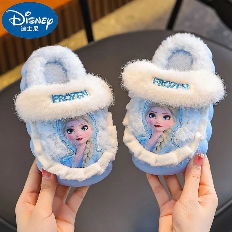 Pantoufles Disney Frozen Elsa Fille - Chaussons d'Hiver Maison | Chaussures Intérieur Antidérapantes Chaudes
