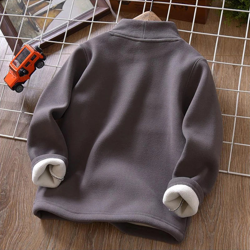 T-Shirt Thermique Enfant - Col Montant Velours Broderie Lettre