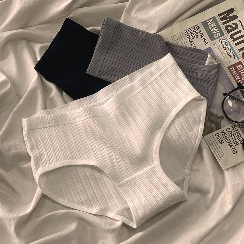 Lot 3 Culottes Coton Femme - Slips Couleur Unie Doux Confortables | Lingerie Sexy Intimates