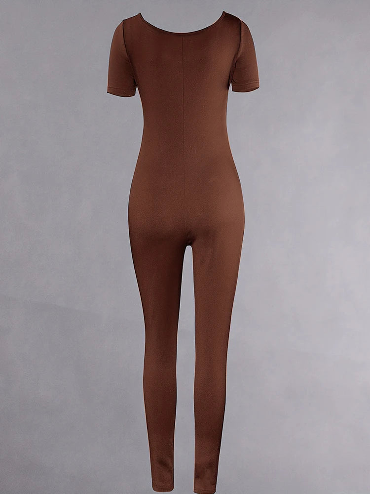 Combinaison Femme Sport Manches Courtes - Body Moulant Fitness Casual Streetwear