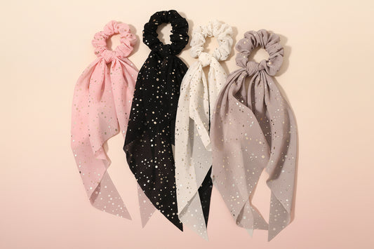 Chouchou Cheveux Long Ruban Mousseline Imprimé Floral - Élastique Doux Queue de Cheval Foulard Accessoires Cheveux