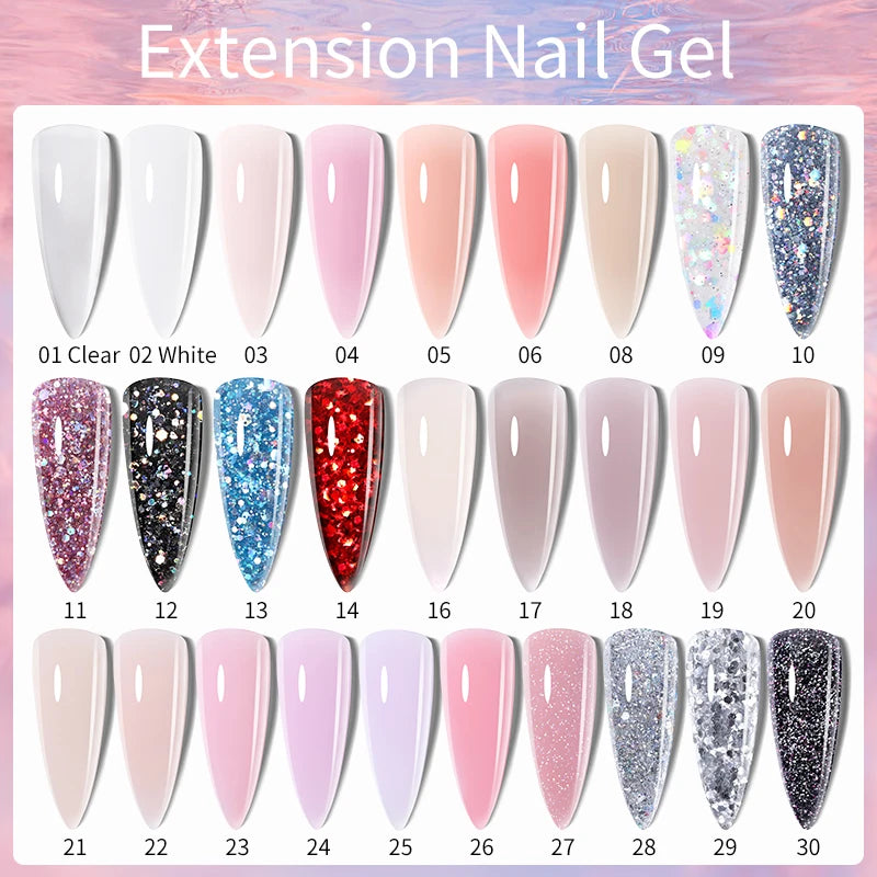 Gel Extension Ongles Paillettes LILYCUTE 15ml - Vernis Semi-Permanent UV Construction Nail Art