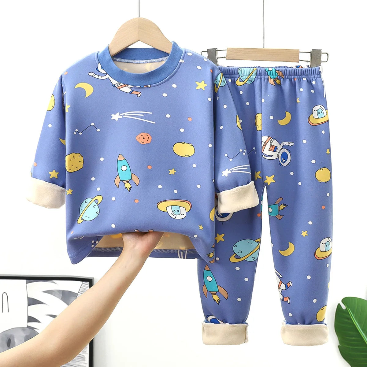 Pyjama Enfant Cartoon Automne Hiver - Ensemble 2 Pièces Épais & Chaud Col Rond