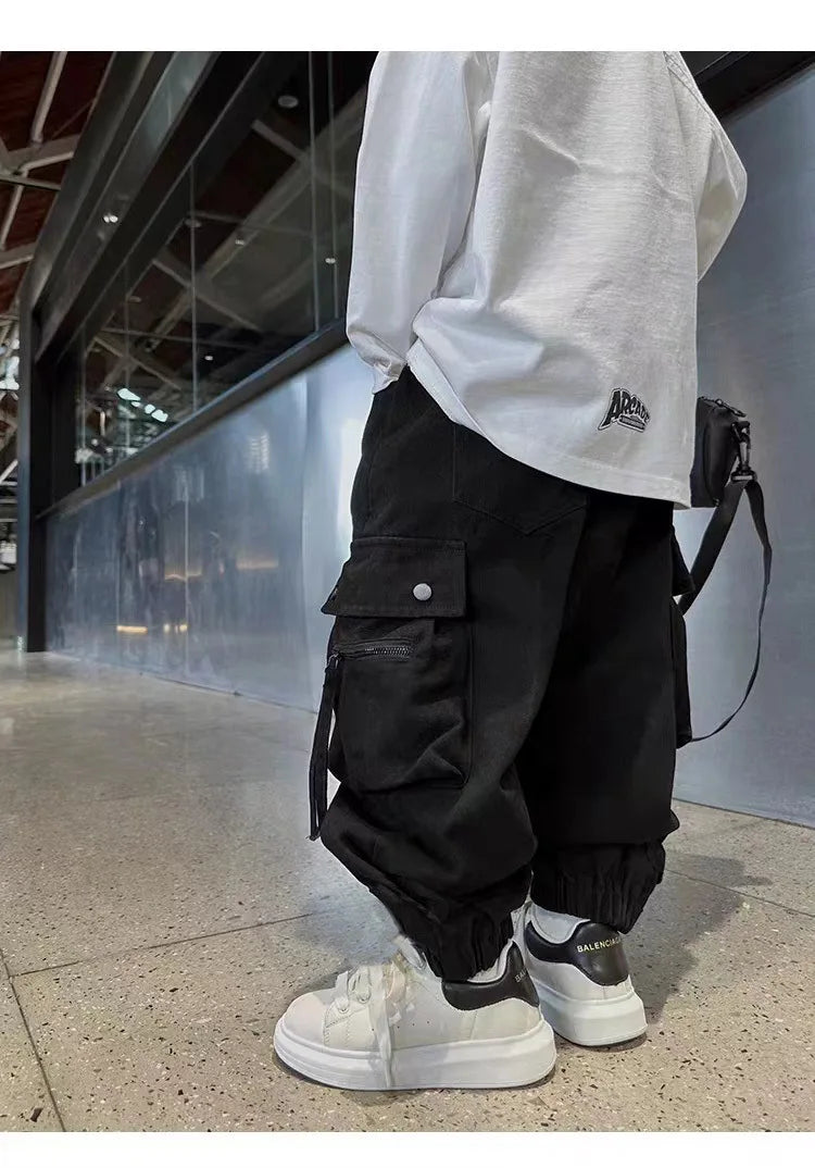 Pantalon cargo garçon streetwear - Style baggy décontracté