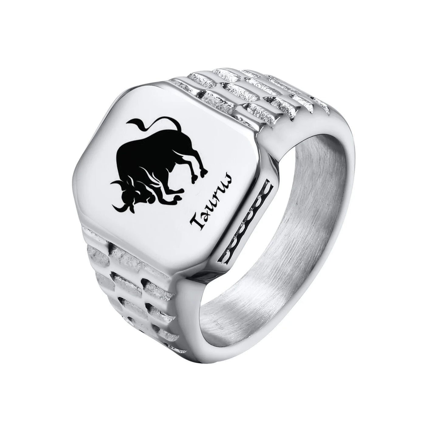 Bague Chevalière Zodiaque Acier Personnalisable - Homme Cadeau