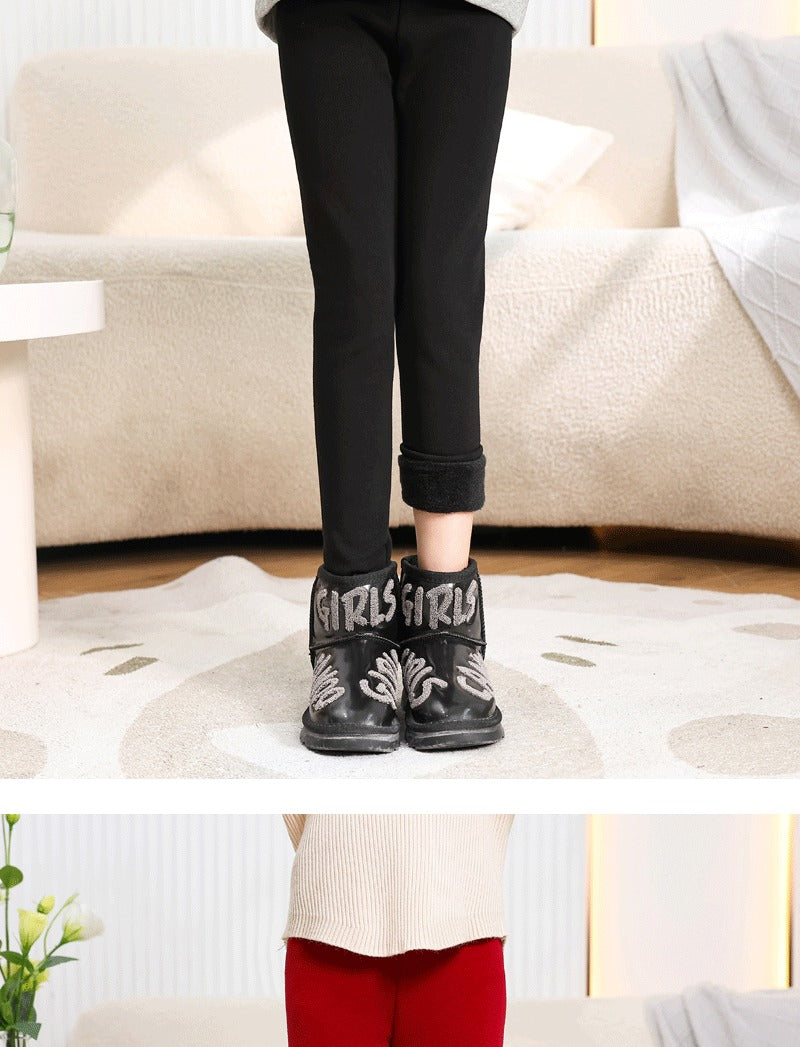 Pantalon Fille Hiver Doublure Polaire - Legging Chaud Élastique Slim - Couleur Bonbon 8-9 Ans