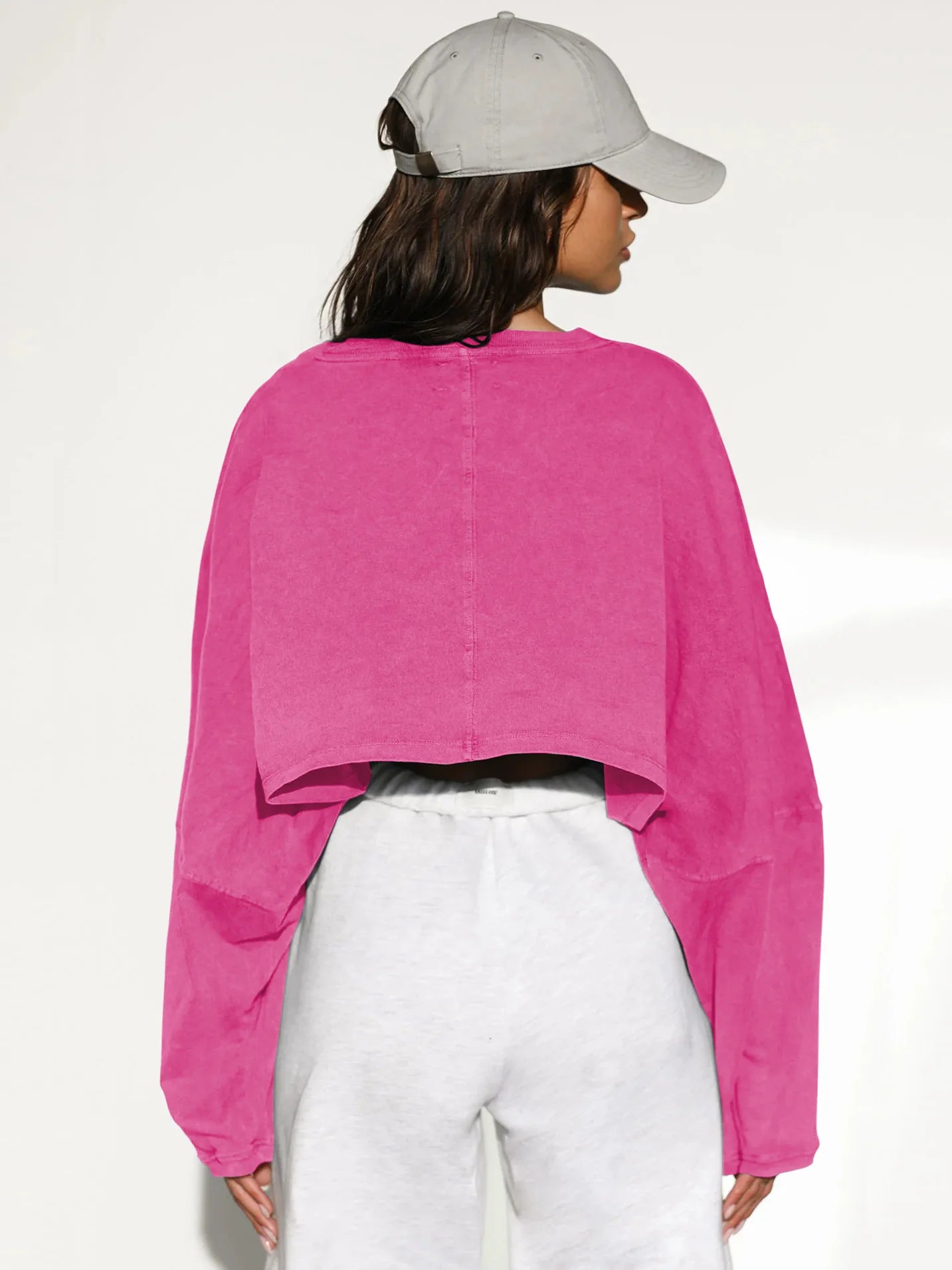 Sweat Femme Court Col Rond - Hoodie Manches Longues Tricot Sport Base Layer Automne Hiver 2025