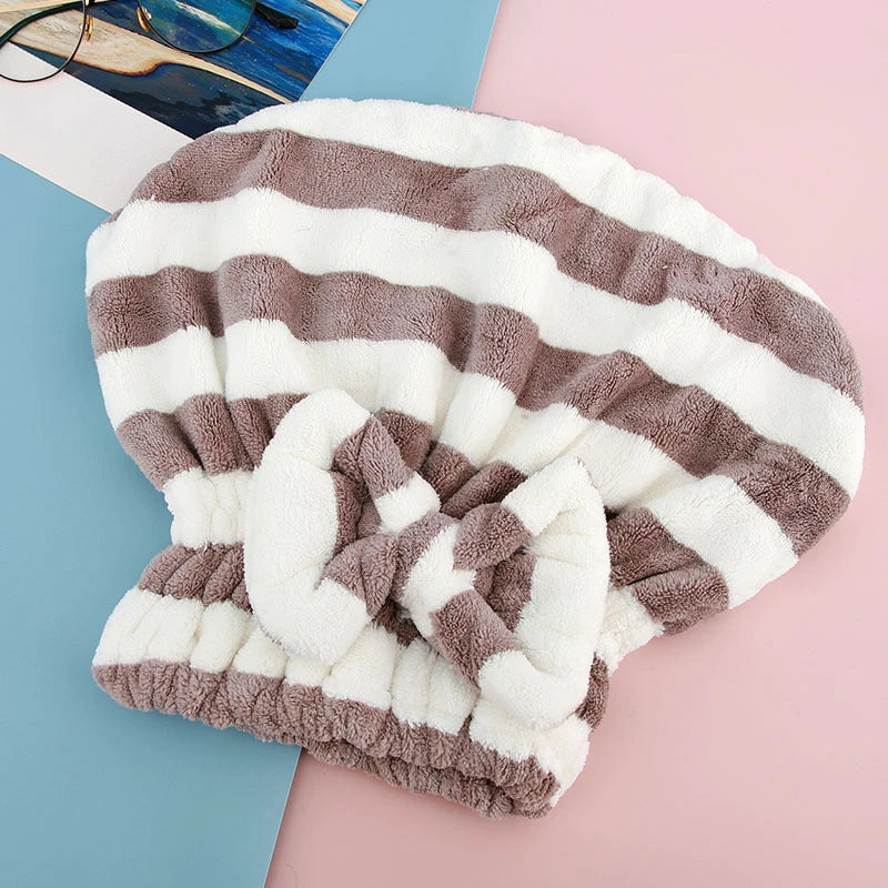 Serviette Cheveux Séchage Rapide Nœud Papillon - Turban Microfibre Bonnet Bain Femme Accessoire Salle de Bain