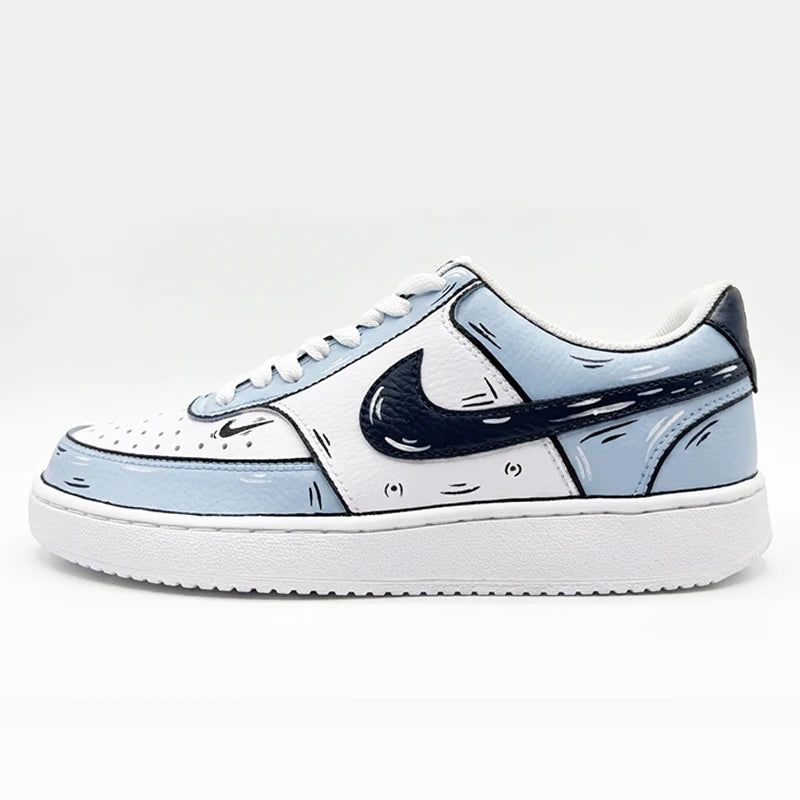 Sneakers Nike Court Vision Custom – Design Lignes Couple Unisexe Rétro Basse