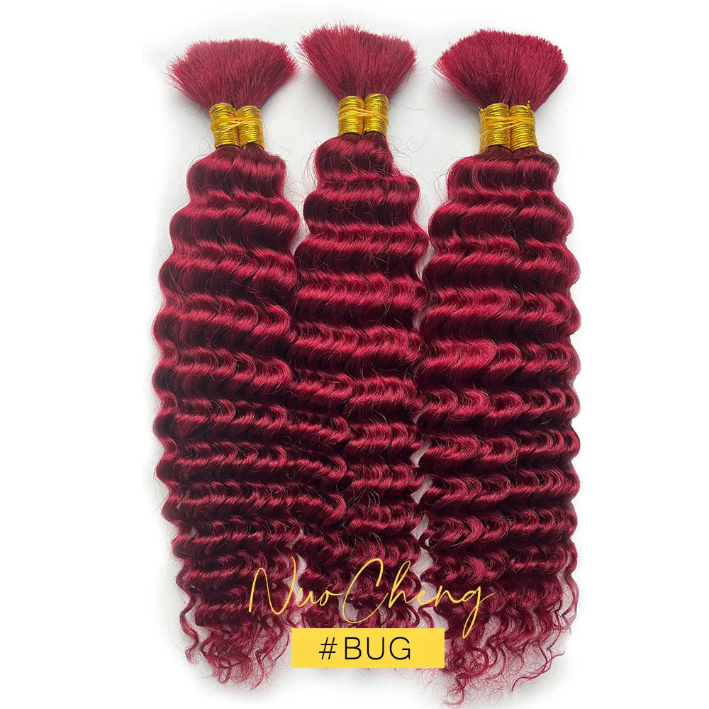 2 Bundles Mèches Cheveux Humains Tressage Boho Braids - 14 Pouces 100g Brésiliens Deep Wave Vrac