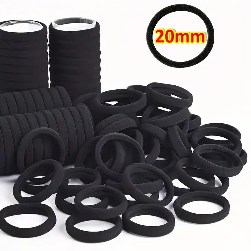 Élastiques Cheveux Haute Élasticité Femme Fille - Chouchous Noirs Basiques Attache Queue de Cheval Bandeau Accessoires Cheveux