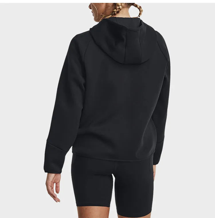 Veste à Capuche Femme Under Armour – Maille Double Couche, Zip Intégral, Gris