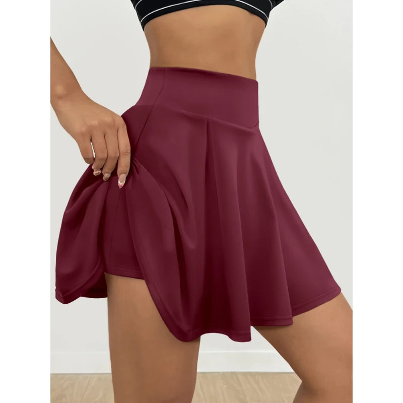 Jupe Plissée Femme Taille Haute - Jupe Courte Confortable Couleur Unie Casual