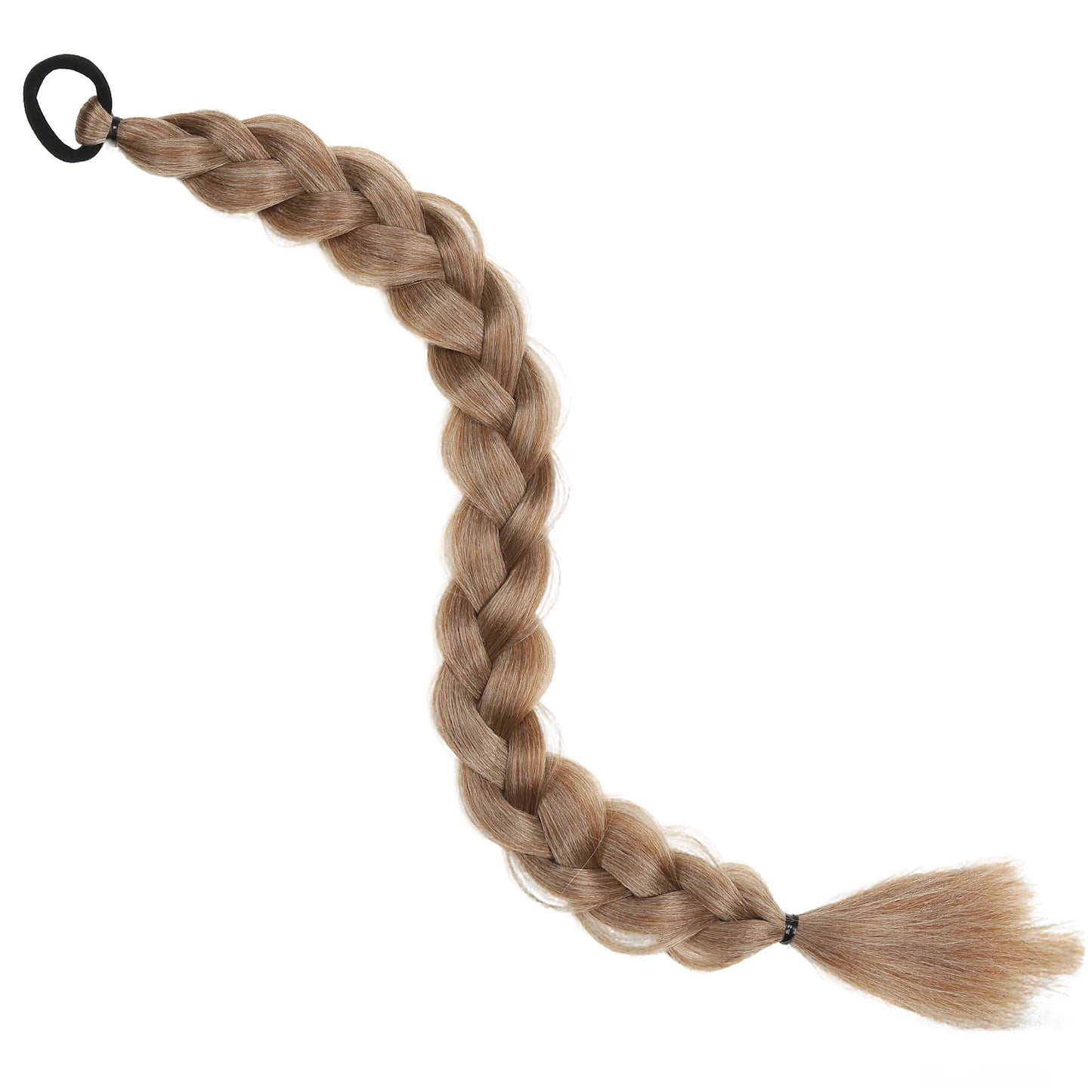 Extension Queue de Cheval Tressée Synthétique 24 Pouces - Tresses Longues Tissées Main avec Élastique Blonde Brune Noire